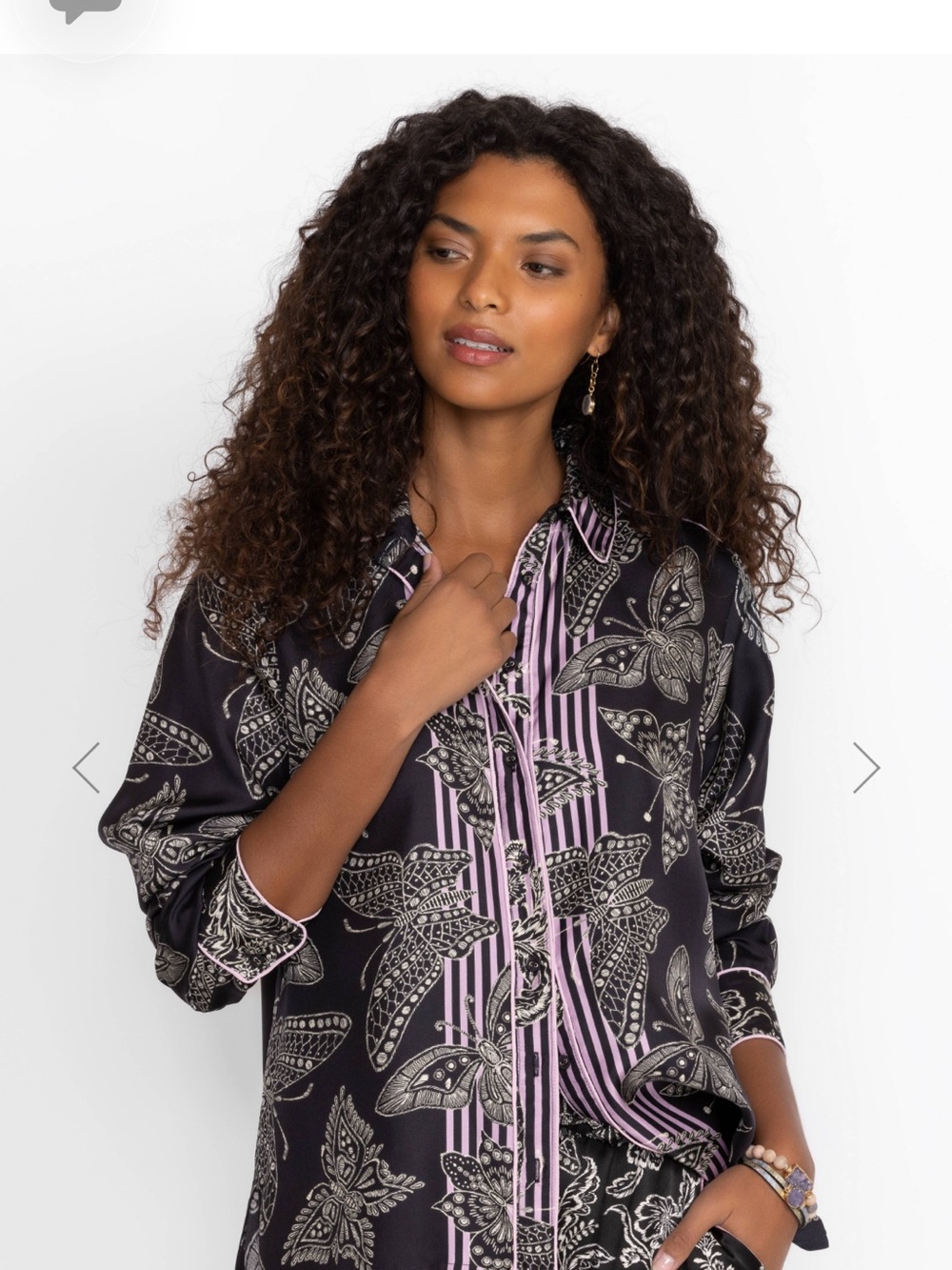Johnny Was 100% Silk PATSIE BUTTON UP Size XL